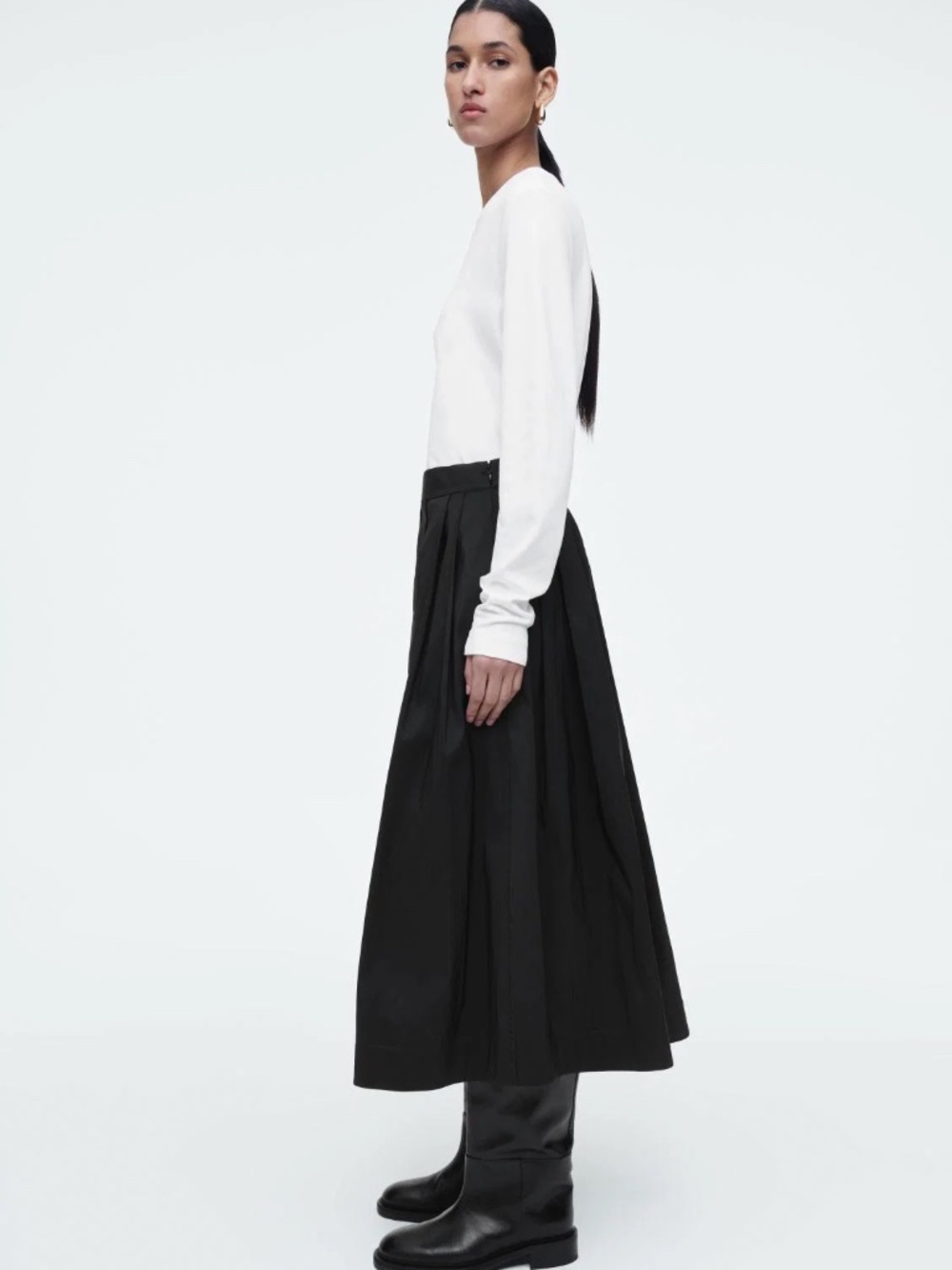 COS NWT Black Pleated A-Line Midi Skirt - Black | Size 4 - Picture 2 of 7